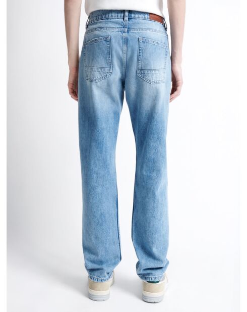 Jean denim regular en coton blanchi denim