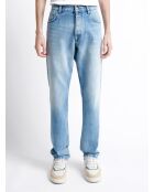 Jean denim regular en coton blanchi denim