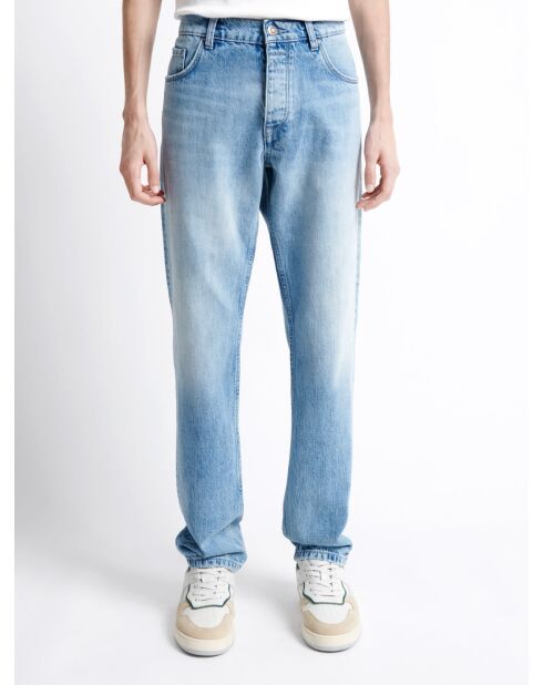 Jean denim regular en coton blanchi denim