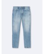 Jean denim regular en coton blanchi denim