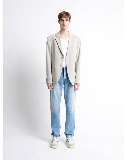 Jean denim regular en coton blanchi denim