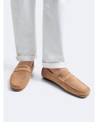 Mocassins en cuir beige officier