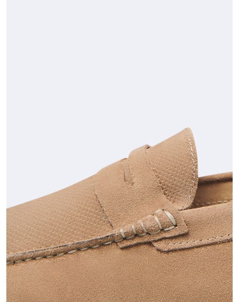 Mocassins en cuir beige officier