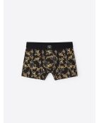 Boxer fleuri en coton élasthanne noir