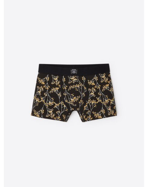 Boxer fleuri en coton élasthanne noir