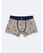Boxer fleuri en coton élasthanne kaki