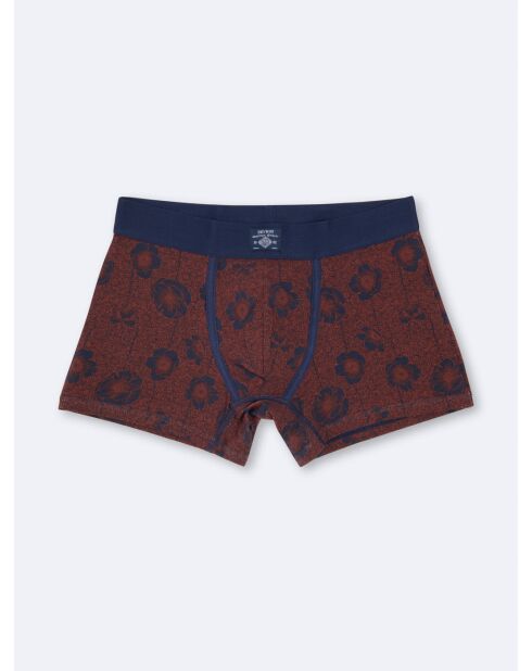 Boxer fleuri en coton brique