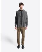 Chemise à pois 100% coton bleu marine