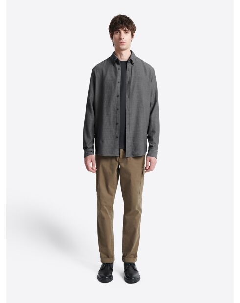 Chemise à pois 100% coton bleu marine