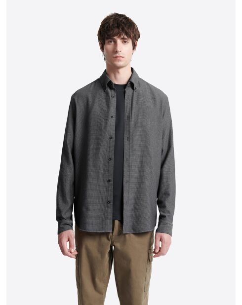 Chemise à pois 100% coton bleu marine