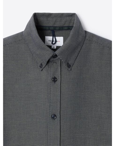 Chemise à pois 100% coton bleu marine