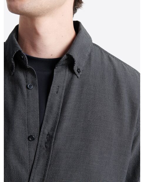 Chemise à pois 100% coton bleu marine