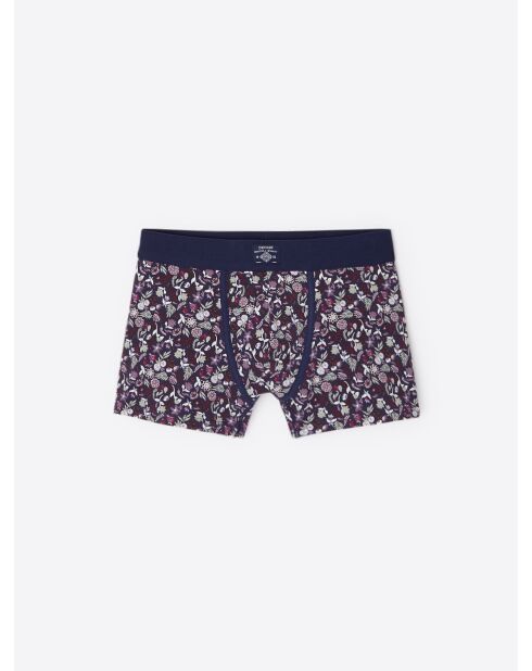 Boxer fantaisie en coton élasthanne bleu marine