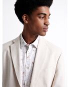 Chemise fleurie 100% coton blanc cassé