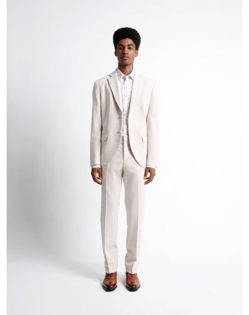 Chemise fleurie 100% coton blanc cassé