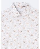 Chemise fleurie 100% coton blanc cassé