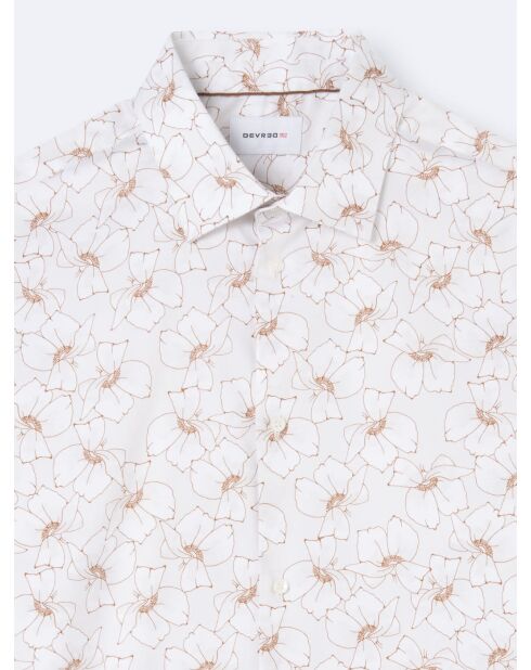 Chemise fleurie 100% coton blanc cassé