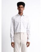 Chemise fleurie 100% coton blanc cassé