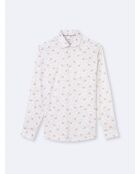 Chemise fleurie 100% coton blanc cassé