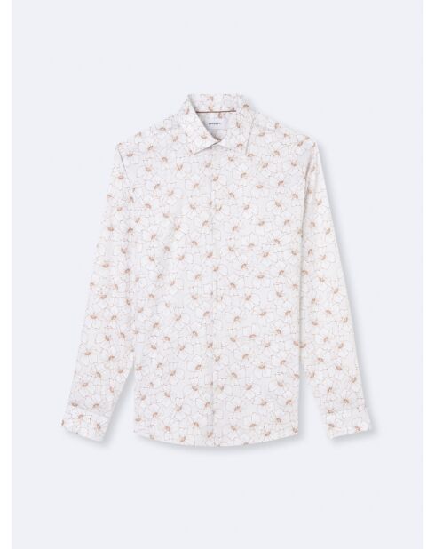 Chemise fleurie 100% coton blanc cassé