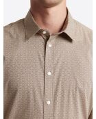 Chemise stretch fantaisie en coton chocolat