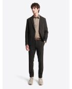 Chemise stretch fantaisie en coton chocolat