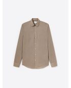 Chemise stretch fantaisie en coton chocolat