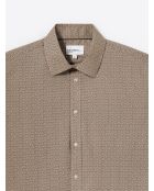 Chemise stretch fantaisie en coton chocolat