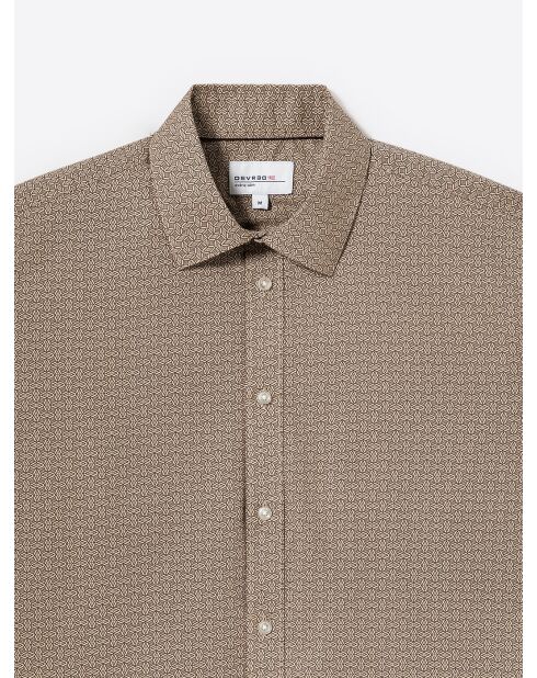 Chemise stretch fantaisie en coton chocolat