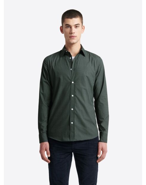 Chemise à motif en coton verte