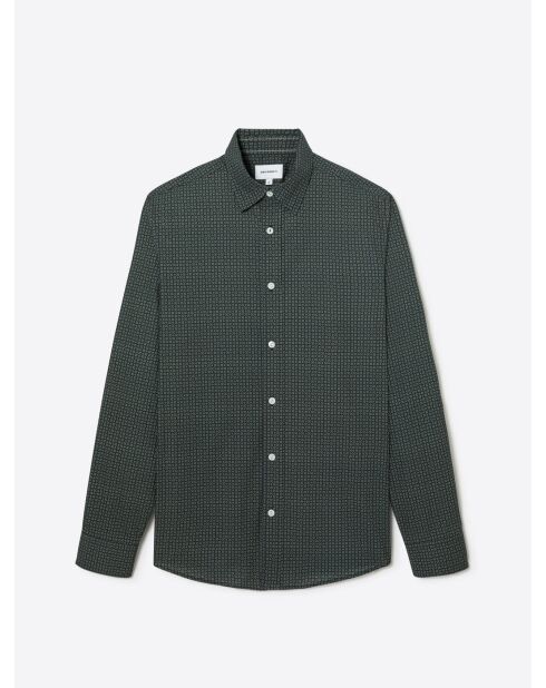 Chemise à motif en coton verte