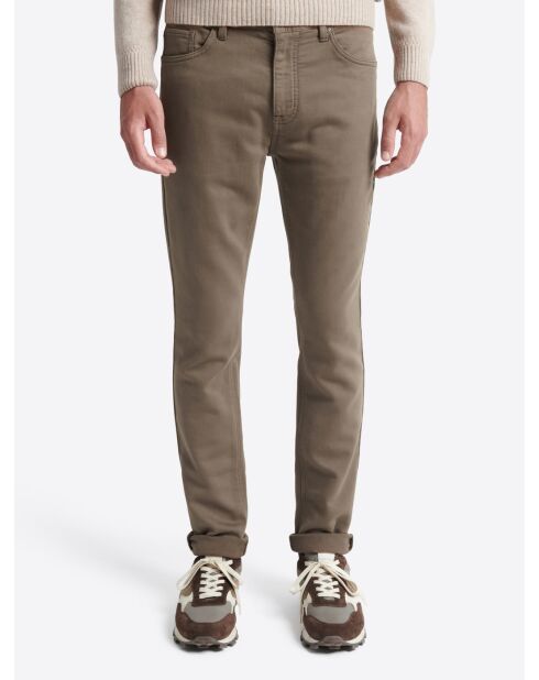 Jean couleur en coton mélangé taupe