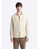 Chemise en velours 100% coton beige gris