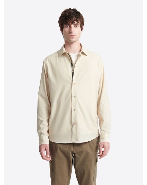 Chemise en velours 100% coton beige gris