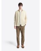 Chemise en velours 100% coton beige gris