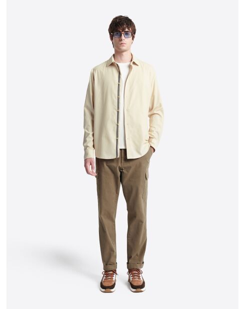 Chemise en velours 100% coton beige gris