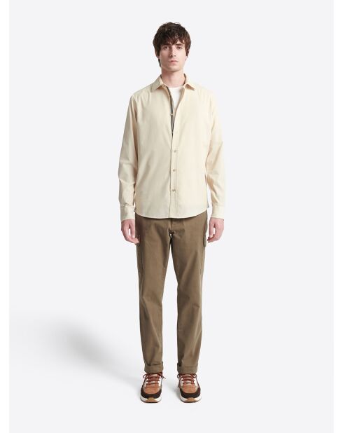 Chemise en velours 100% coton beige gris