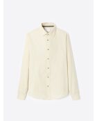 Chemise en velours 100% coton beige gris