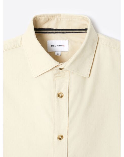Chemise en velours 100% coton beige gris
