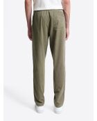 Slack en velours avec taille élastiquée vert bronze