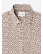 Chemise stretch fantaisie 100% coton marron glacé