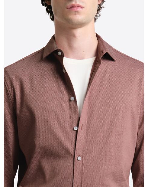 Chemise stretch en coton orange brulé