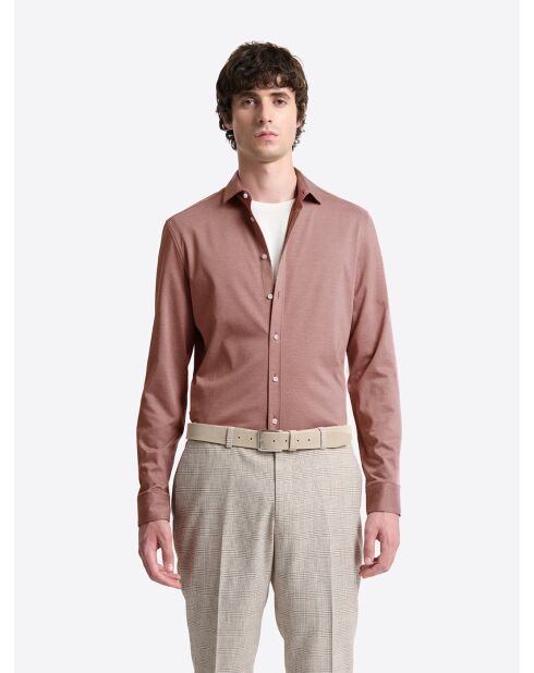 Chemise stretch en coton orange brulé