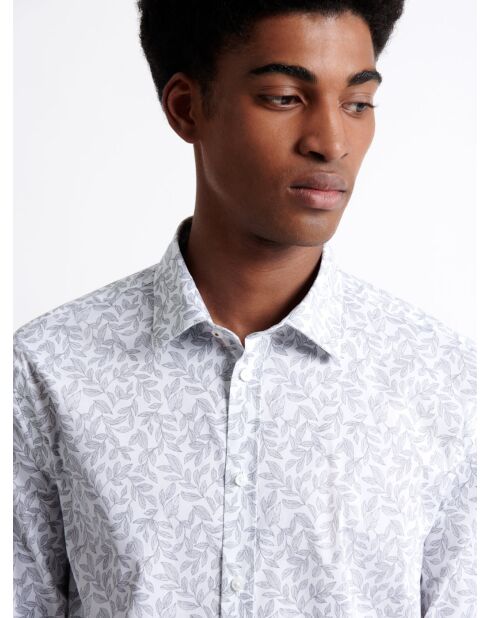 Chemise stretch végétale en coton blanche