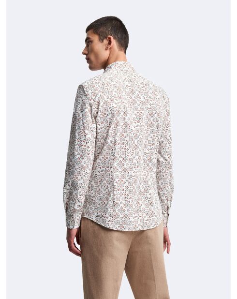 Chemise extra-slim stretch géométrique blanche