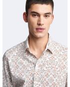 Chemise extra-slim stretch géométrique blanche