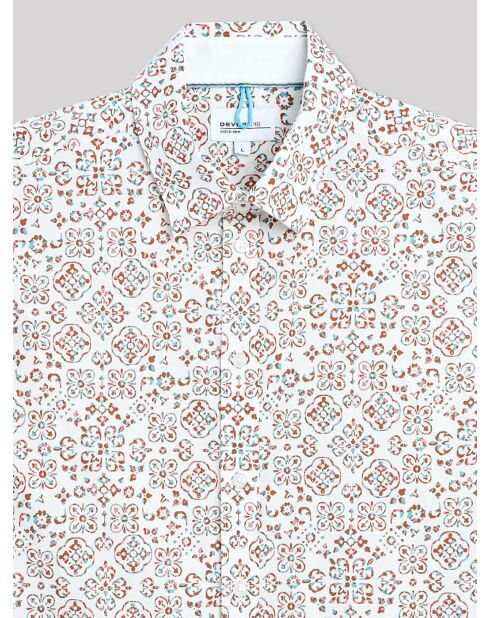 Chemise extra-slim stretch géométrique blanche