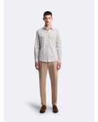 Chemise extra-slim stretch géométrique blanche