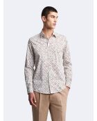 Chemise extra-slim stretch géométrique blanche