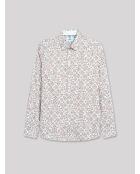 Chemise extra-slim stretch géométrique blanche